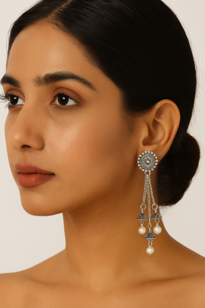 oxidised drop earrings for women