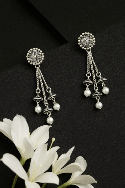 oxidised drop earrings for women