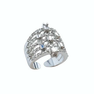 crystal studded silver ring